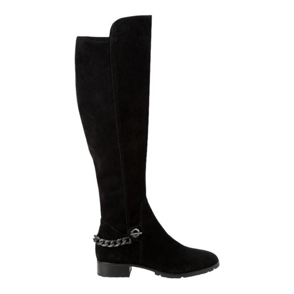 Karl Lagerfeld Shay ChainTrim Black Suede Knee High Boot Size 7.5 - Picture 14 of 14